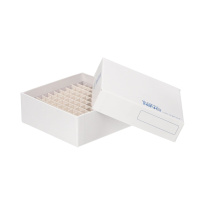 Kartónová krabička na skúmavky Eppendorf a kryoskúmavky, 100 miest, výška 53 mm, biela - CryoKING