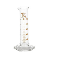 Odmerný valec sklenený nízky 50 ml, trieda B, hnedá stupnica - GLASSCO