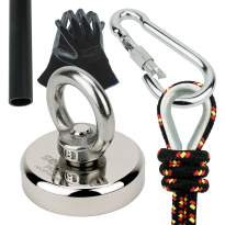 Set s neodymovým magnetom 80 kg na magnetický rybolov - lano 25 m, N52, karabína, kauza