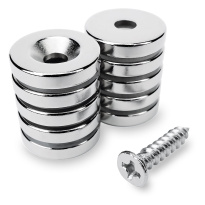 Neodýmový magnet prstencový s otvorom pod skrutku 15×3 mm – 10 ks