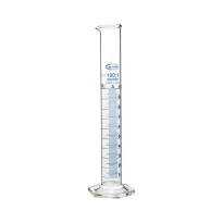 Odmerný valec sklenený 10 ml, trieda A, modrá stupnica, sklo BORO 3.3