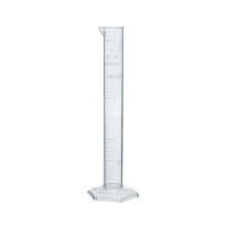 Měřicí válec z PMP, třída A, s výlevkou a vyraženou stupnicí – 1000 ml, DIN 12681, ISO 6706