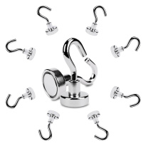 Neodymový magnet s háčikom Ø16 mm, sila N35 – sada 8 ks
