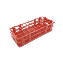 Skládací stojan na zkumavky z PP, 21 míst (3×7), průměr 30 mm, červený, 246×106×68 mm