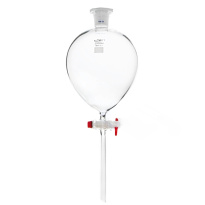 Hruškový rozdělovač s PP zátkou, 250 ml, brus 29/32, PTFE kohoutek, borosilikátové sklo (BORO 3.3)