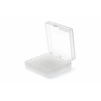 Box PP na skúmavky 100 miest, výška 54 mm, bezfarebný