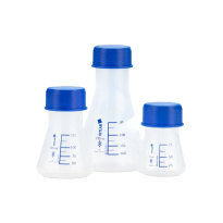 Erlenmayerova banka z PP s modrým uzáverom – 500 ml, GL 45
