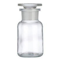 Sklenená fľaša s korkovou zátkou 100 ml, široké hrdlo, brúsený uzáver