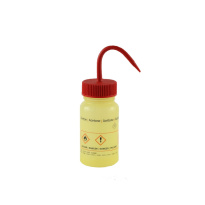 Vytláčacia fľaša LDPE 250 ml s nápisom ACETÓN, široké hrdlo GL40, žltá