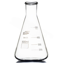 Beuta Erlenmeyer in vetro con collo stretto 500 ml - BORO 3.3, ISO 1773