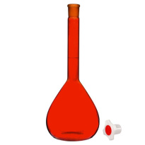 Odmerná banka 100 ml, brúsená zátka 14/23, trieda A, oranžové sklo
