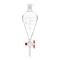 Kužeľový oddělovací trychtýř Squibb s měřítkem, 1000 ml, brus 29/32, PTFE kohoutek, borosilikátové sklo (BORO 3.3)