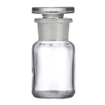 Sklenená fľaška s korkovou zátkou 50 ml, široké hrdlo, číre sklo