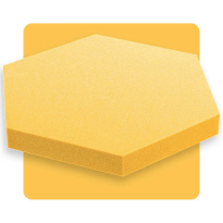 Pannello acustico esagonale giallo banana 50x50 cm spessore 5 cm esagono