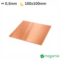 Rézlemez 100x100x0,5 mm