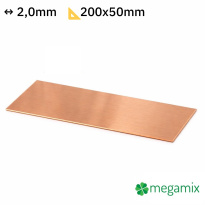 Lamina di rame 200x50x2,0 mm