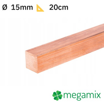 Barra quadra piena in rame 15x15mm 20cm