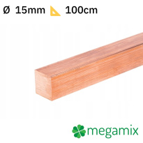 Barra quadra piena in rame 15x15mm 100cm