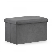 Skládací sedátko s úložným prostorem XL 38x61x38cm šedý samet