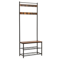 Věšák na šaty se sedadlem 70x32x175cm dřevo, kov hnědá
