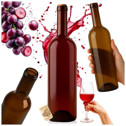 Bottiglia di vetro per vino 750ml marrone