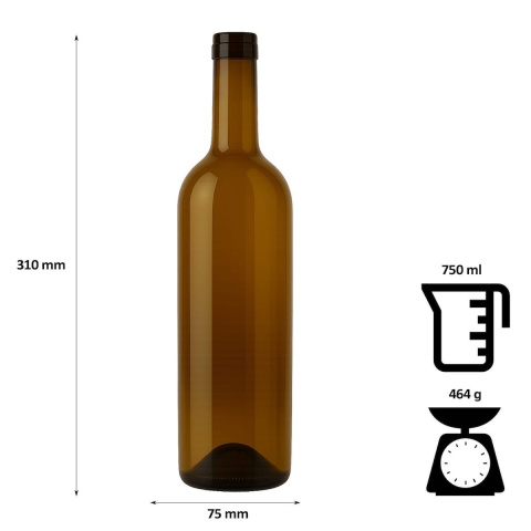 Bottiglia di vetro per vino 750ml marrone