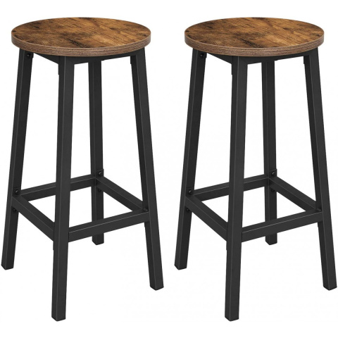 Barhocker 2 Stück 32x65cm runder Sitz braunes Holzmetall