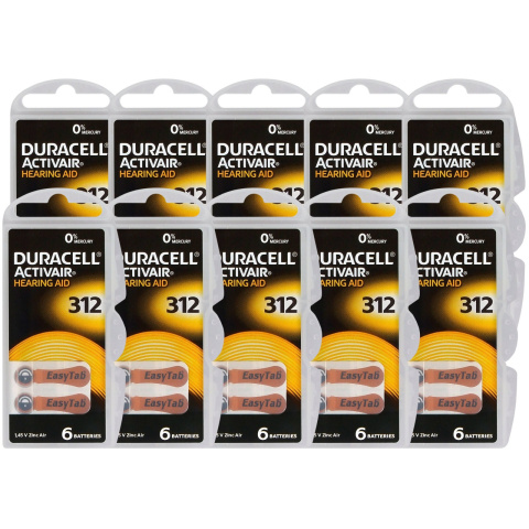 Batérie do načúvacieho prístroja 60ks Duracell DA312/6C