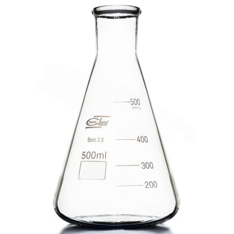 Erlenmeyerkolben aus Glas mit schmalem Hals 500 ml - BORO 3.3, ISO 1773