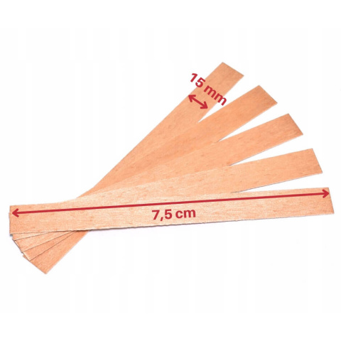 Holzdocht 5 Stück 7,5 cm x 1,5 cm