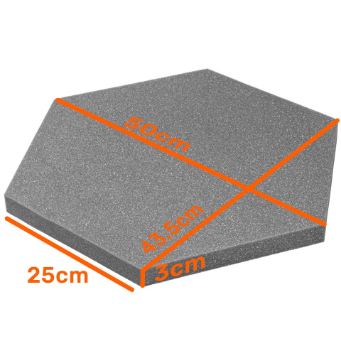 Akustický panel šestiúhelník světle šedý 50x50 cm tloušťka 3cm hexagon