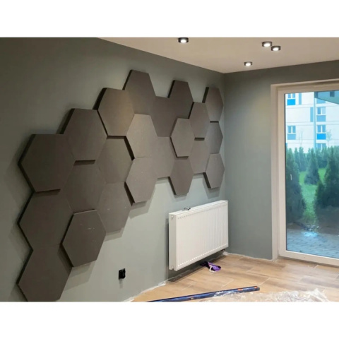 Akustický panel šestiúhelník světle šedý 50x50 cm tloušťka 3cm hexagon