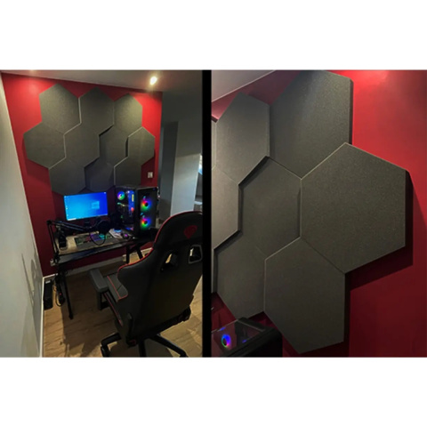 Akustický panel šestiúhelník světle šedý 50x50 cm tloušťka 3cm hexagon