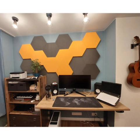Akustický panel šestiúhelník světle šedý 50x50 cm tloušťka 3cm hexagon