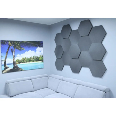 Akustický panel šestiúhelník světle šedý 50x50 cm tloušťka 3cm hexagon