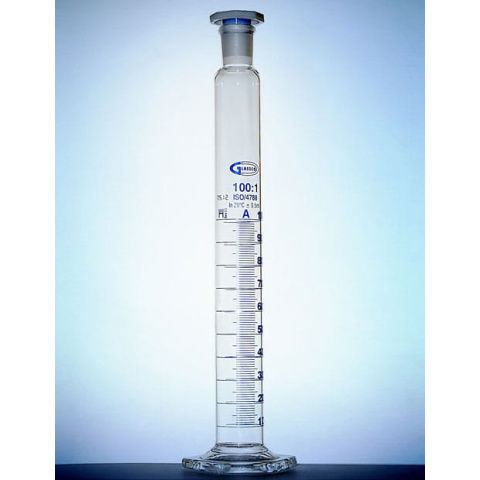 Messzylinder aus Glas mit Stopfen 250 ml, Klasse A, BORO 3.3 Glas