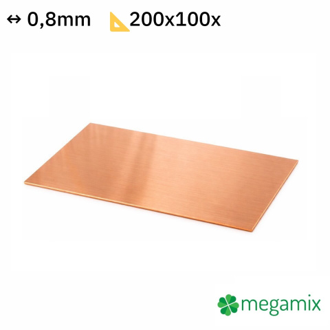 Měděný plech 200x100x0,8 mm