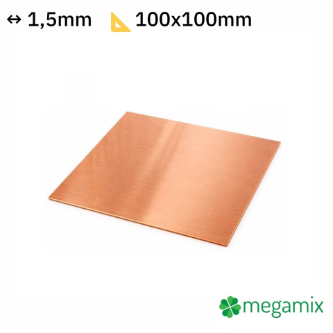 Rézlemez 100x100x1,5 mm