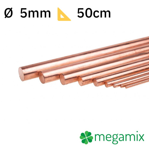 Měděná tyč Φ5mm 50cm