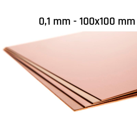 Kupferblech, Dicke 0,1 mm, Größe 100x100 mm, Kupfer-Cu-Form