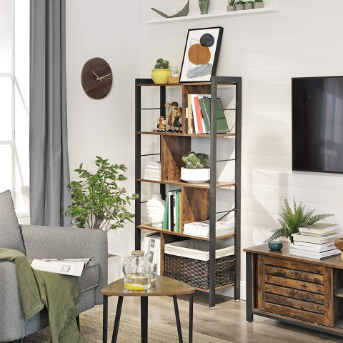 Bücherregal 74x30x154cm rustikales braunes Holzmetall