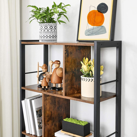 Bücherregal 74x30x154cm rustikales braunes Holzmetall