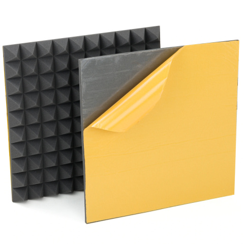 Akustický panel samolepiaci sivý PYRAMÍDA 50x50 cm hrúbka 5cm