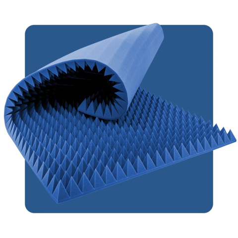Akustický panel pena Pyramída 200×100 cm 6 cm modrý