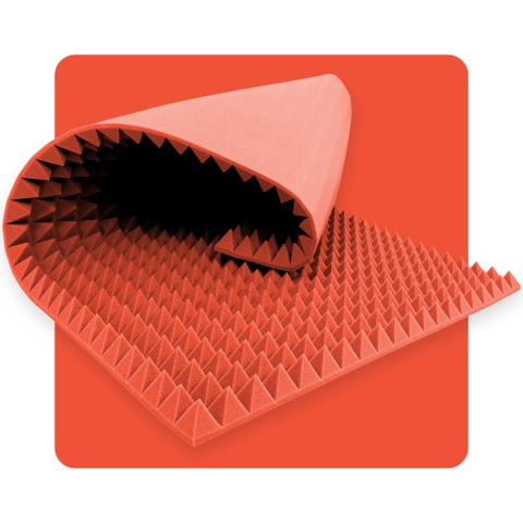 Akustický panel pena Pyramída 200×100 cm 6 cm melónový