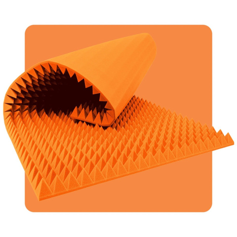 Akustický panel pěna Pyramida 200×100 cm 8 cm oranžový