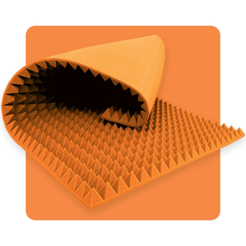 Akustický panel pena Pyramída 200×100 cm 7 cm oranžový