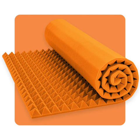 Akustický panel pěna Pyramida 200×100 cm 8 cm oranžový