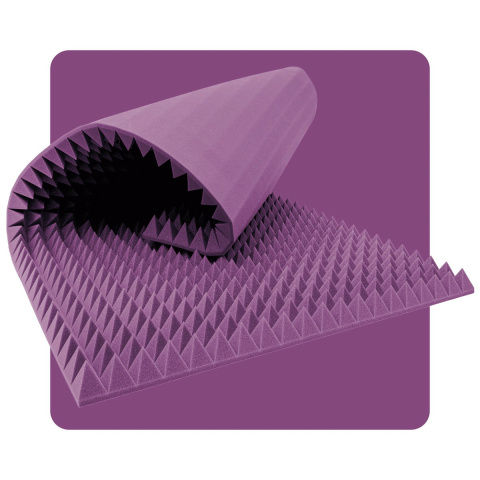 Akoestisch paneel schuim Pyramide 200×100 cm 5 cm paars