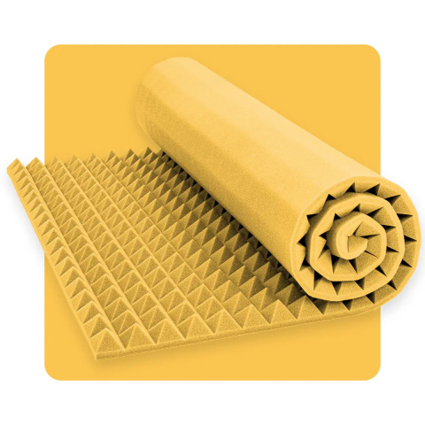 Akustikpanel Schaumstoff Pyramide 200×100 cm 5 cm gelb